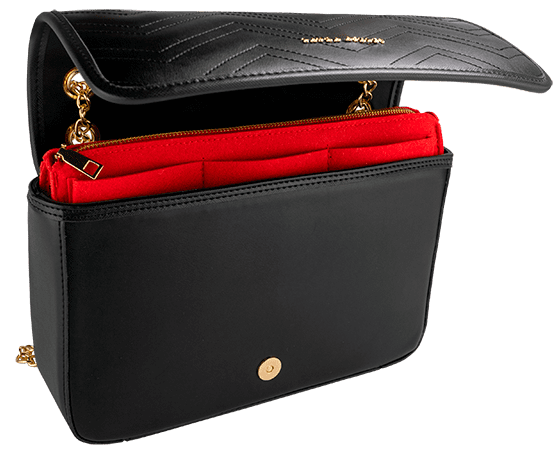 Multipocket Felt Handbag Organizer full in bag2 REDsm